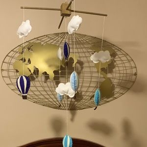 Pottery Barn Gold Metal World Globe Wall Hanging